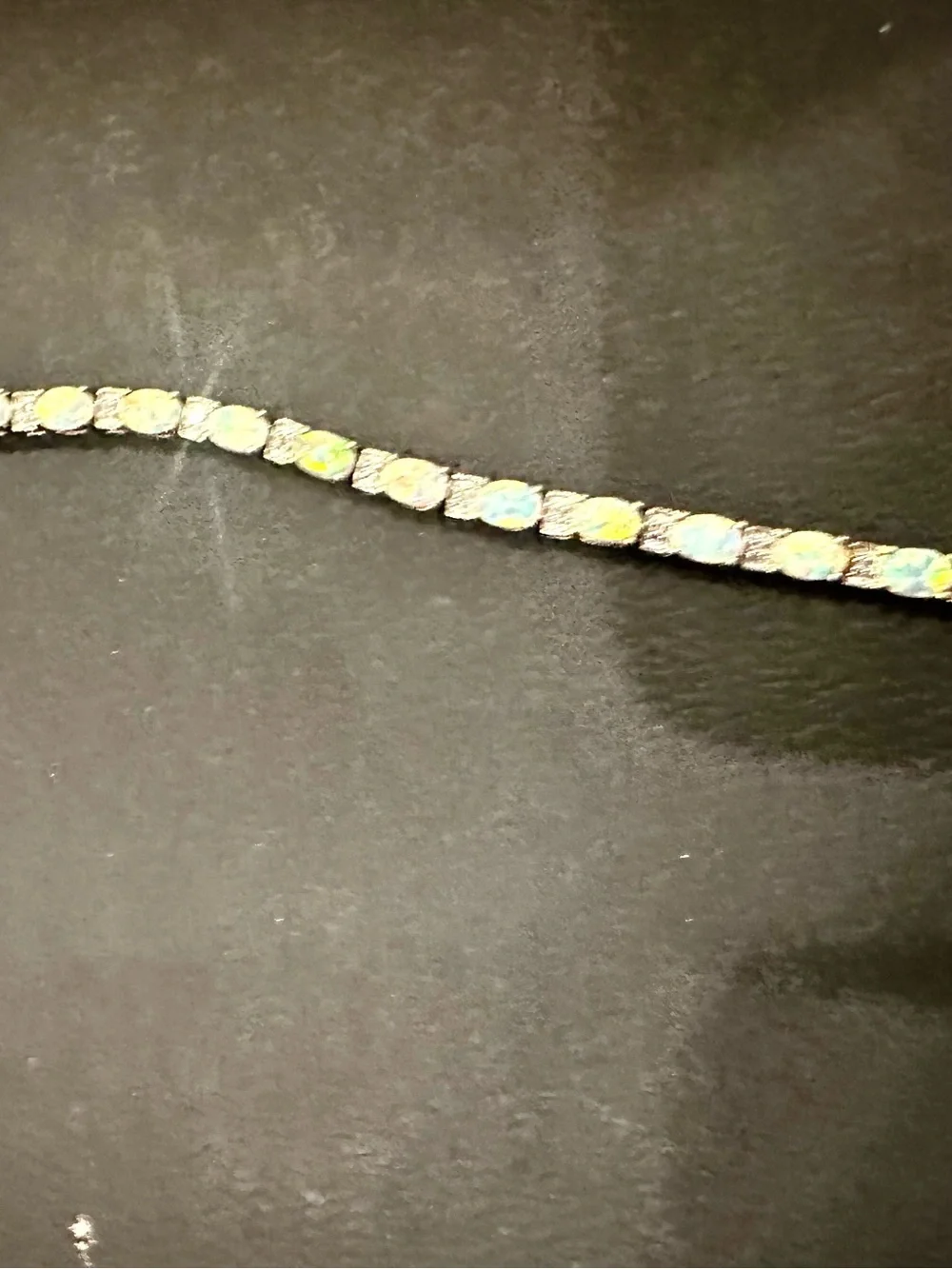 10K Solid Gold Diamond Tennis Bracelet w Natural Opal Solid 10K gold bracelet
